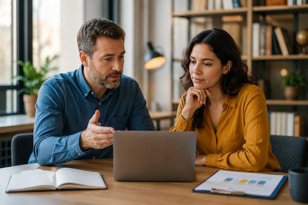 Tutor orientando a una alumna durante su proceso formativo